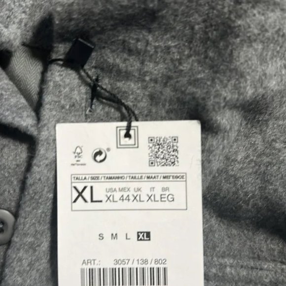 ZARA MAN WOOL GRAY COLLARED OVERSHIRT JACKET SHACKET $119.90 - Picture 8 of 10